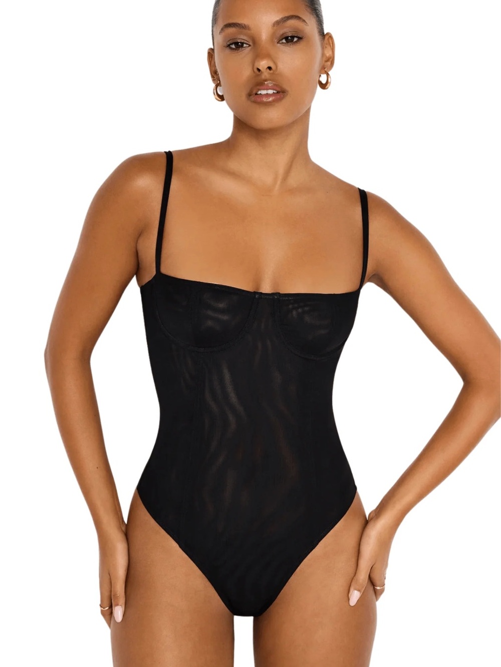 Black mesh kat the label bodysuit